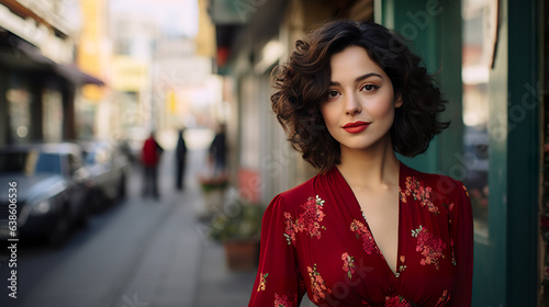 Portrait of an Iranian beauty over 30 years old. Iranian woman with short hair with a seductive presence and charm walking the streets.