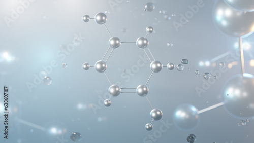 hydroquinone molecular structure, 3d model molecule, benzene-1.4-diol, structural chemical formula view from a microscope
