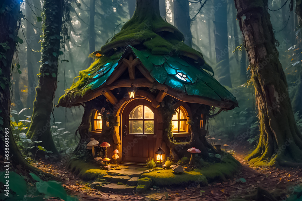 Fairy house in the mushroom forest