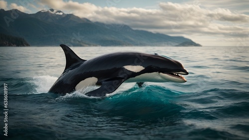 photo killer whale jumping on water © saktiyudha