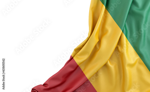 Flag of Guinea over white background with empty space on the left. Isolated. 3D Rendering