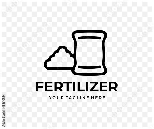 Fertilizers and pesticides, bag and pile, linear graphic design. Agriculture, fertile, fertility, gardening and nature, vector design and illustration