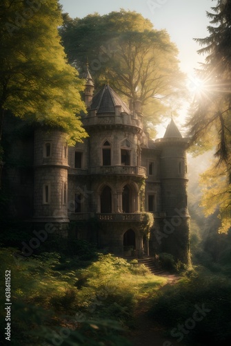 photo old castle on deep forest