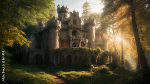 photo old castle on deep forest