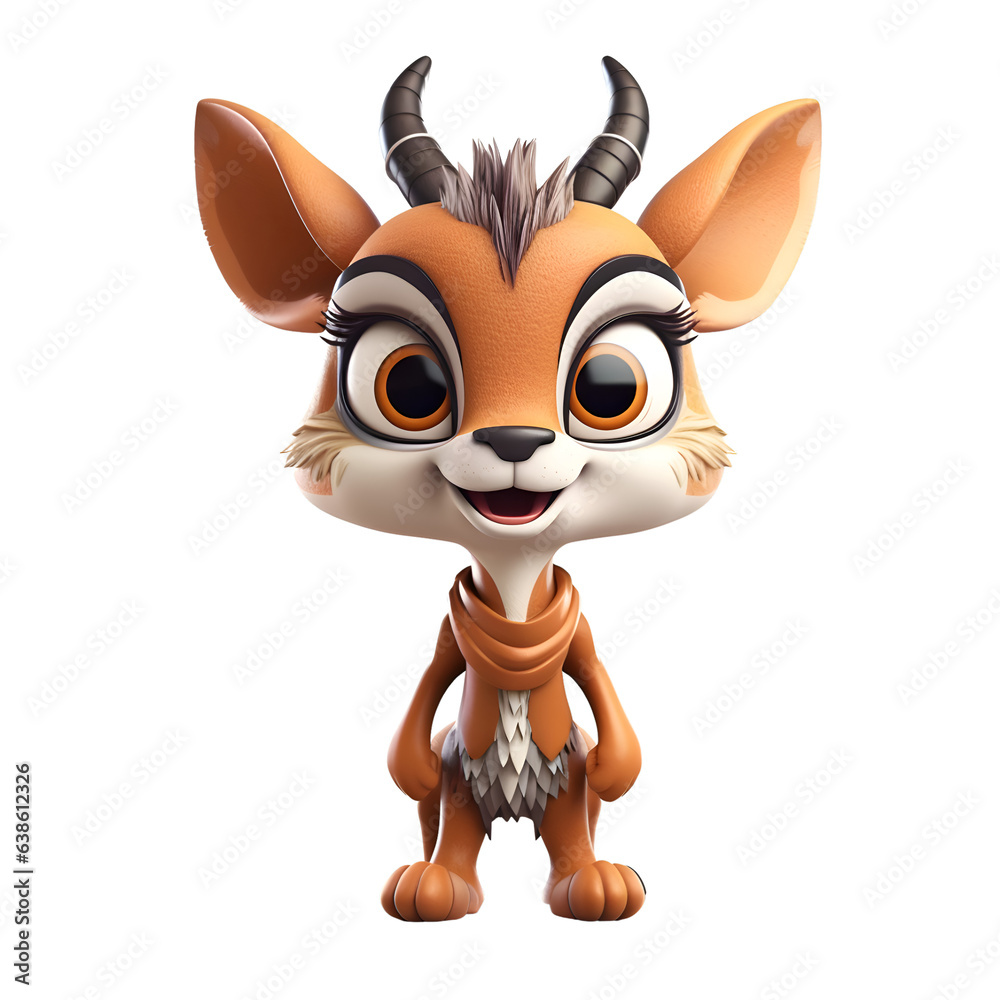 3d rendered illustration of a cartoon character with antelope costume.