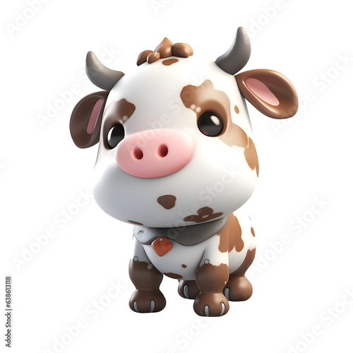 Cartoon cow isolated on a white background. 3d rendering.