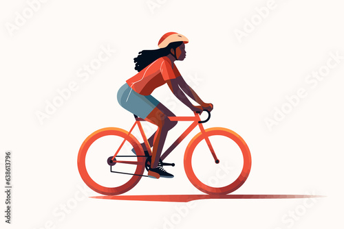 black woman riding bycicle vector flat isolated illustration photo