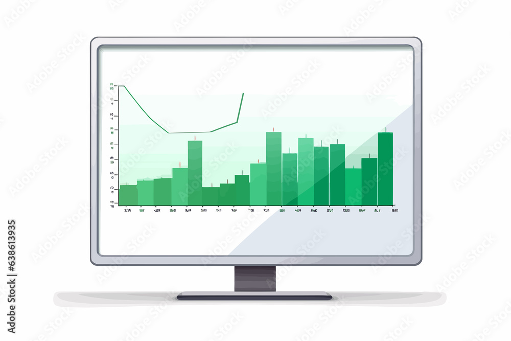 computer screen with charts windows vector flat isolated illustration computer screen with charts windows vector flat isolated illustration