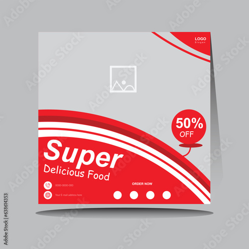 Food menu banner social media post design template red and white food design vector template new layout.
