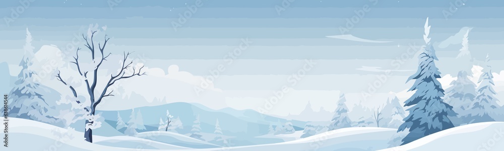 snowy landscape vector flat minimalistic isolated illustration
