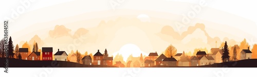 sunrise village vector flat minimalistic isolated illustration