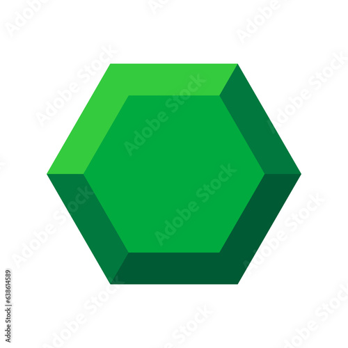 Illustration of a hexagon in minimalistic style. Minimalistic polygon type in minimalistic volumetric style.