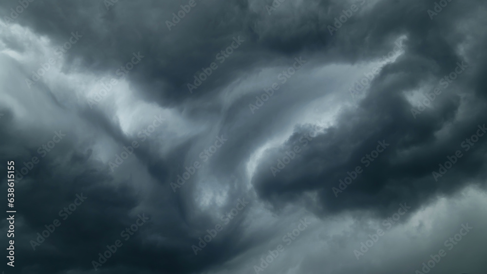 storm sky, dark dramatic clouds during thunderstorm, rain and wind, extreme weather, abstract background