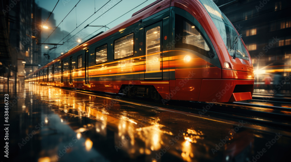 train at night. Generative AI