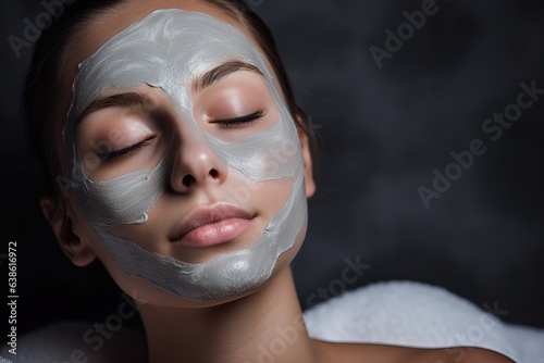 Beautiful girl doing facial mask and relaxing.