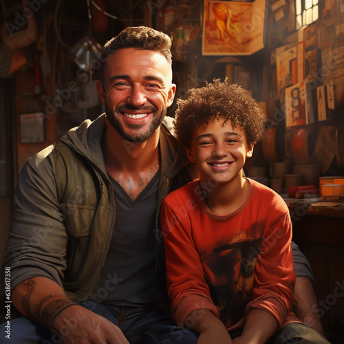 Pai e filho na comunidade brasileira feliz 4