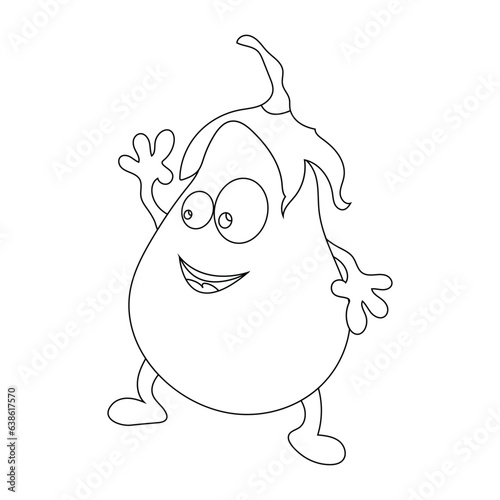 Food coloring page for kids. Black and White, line art, simple cartoon style, happy cute, and funny fast food. Funny Cartoon food in Kawaii style. Vector kawaii food