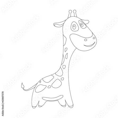 Animal Coloring Page for Kids. Baby giraffe Coloring Page Black and white vector illustration for coloring book