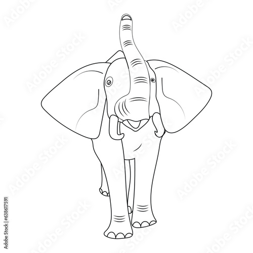 Animal Coloring Page for Kids. Baby Elephant Coloring Page Black and white vector illustration for coloring book