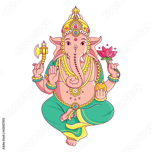 vector diwali cute god ganesha illustration isolated