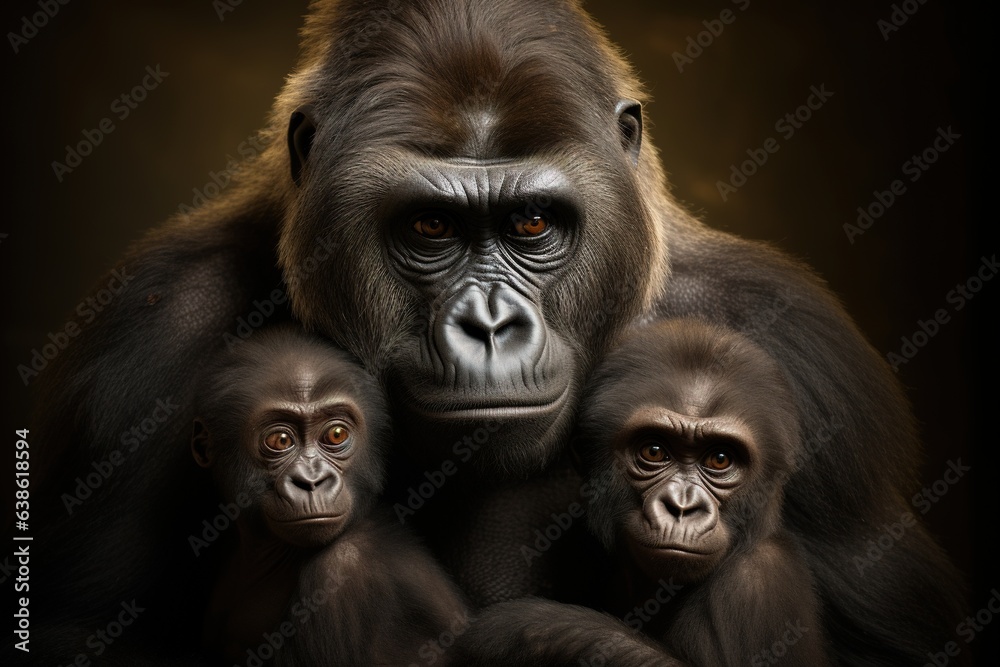 Portrait of gorilla family. Portrait of gorilla family.
