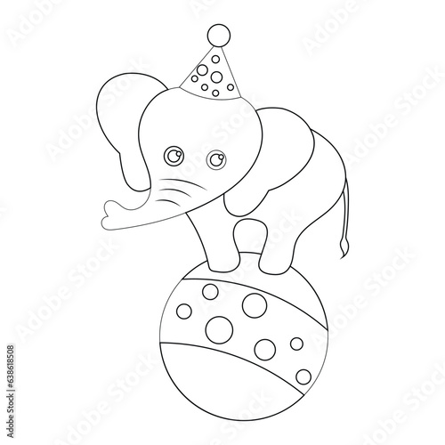 Animal Coloring Page for Kids. Baby Elephant Coloring Page Black and white vector illustration for coloring book