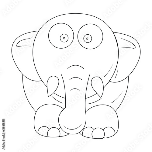 Animal Coloring Page for Kids. Baby Elephant Coloring Page Black and white vector illustration for coloring book