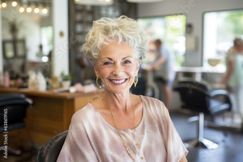 Old woman in hair salon.