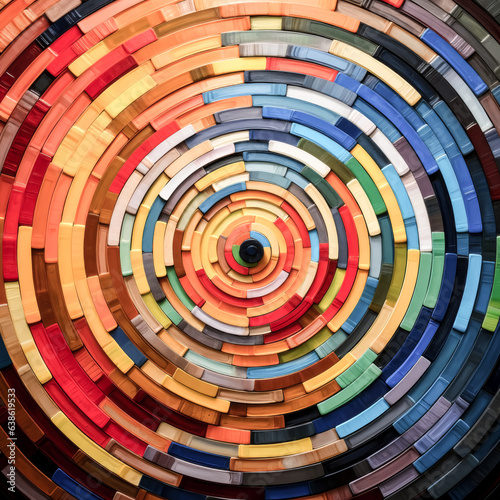 A vivid arrangement of concentric circles in various colors draws the eye.