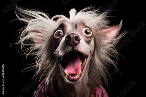 Chinese crested with a surprised face. © Bargais