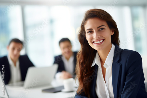 portrait of a smiling professional businesswoman during a meeting