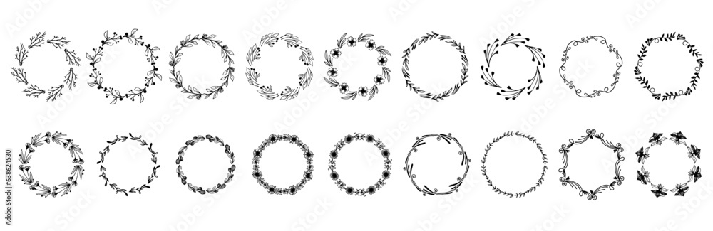 Fototapeta premium Set of various floral frames.Vector graphics. 