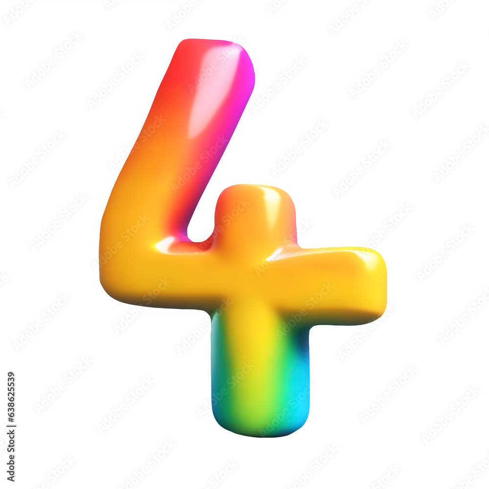 The number 4 in rainbow colors The number 4 in rainbow colors