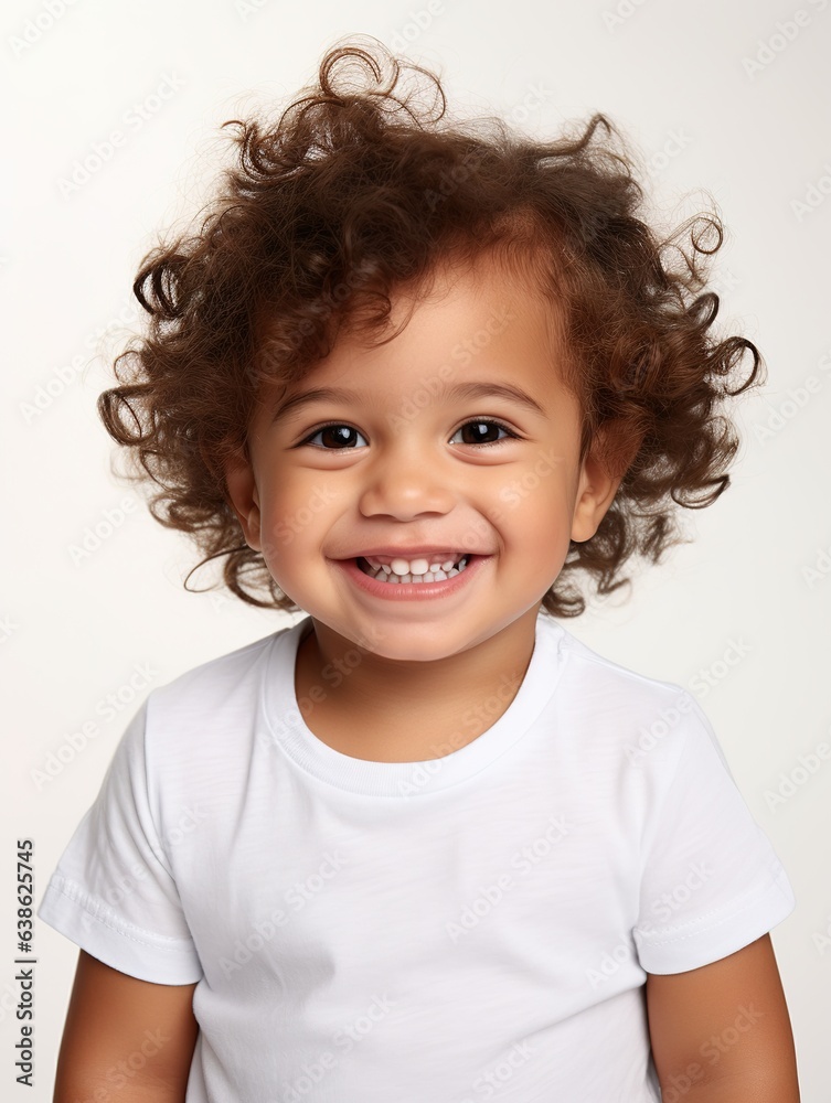Cute happy latino kid on white background, baby portrait. Design ai Cute happy latino kid on white background, baby portrait. Design ai