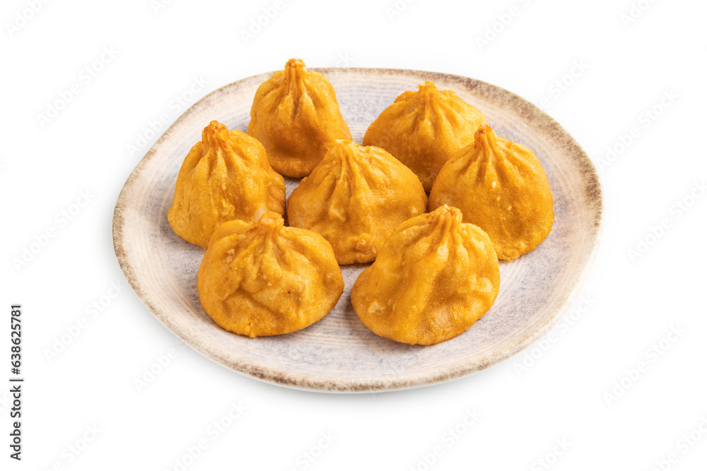 Manti dumplings isolated on white. Side view Manti dumplings isolated on white. Side view