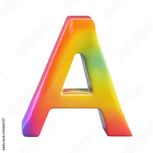 The letter A in rainbow colors