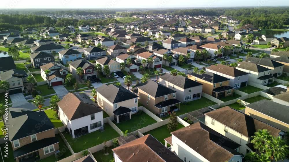 Florida Neighborhood Subdivision Flyover Forward Slowly - UHD 4K