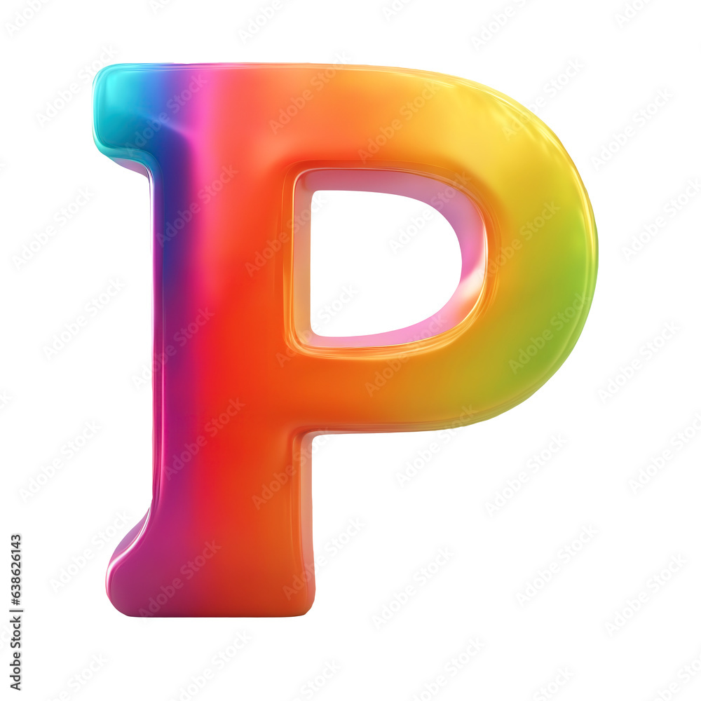 The letter P in rainbow colors
