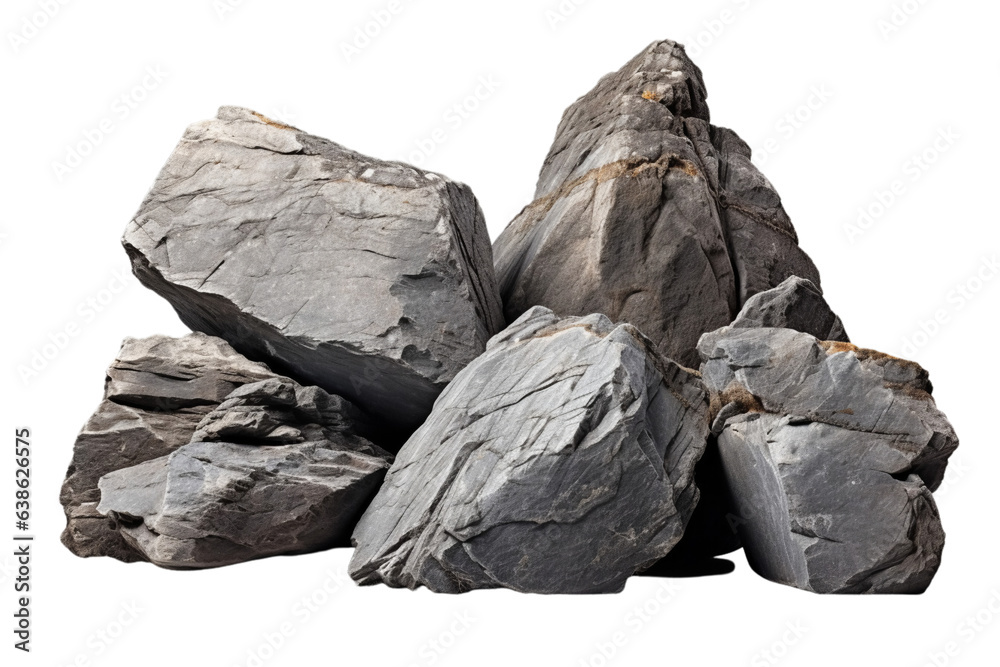 Heavy rough rocks isolated on transparent background cutout PNG