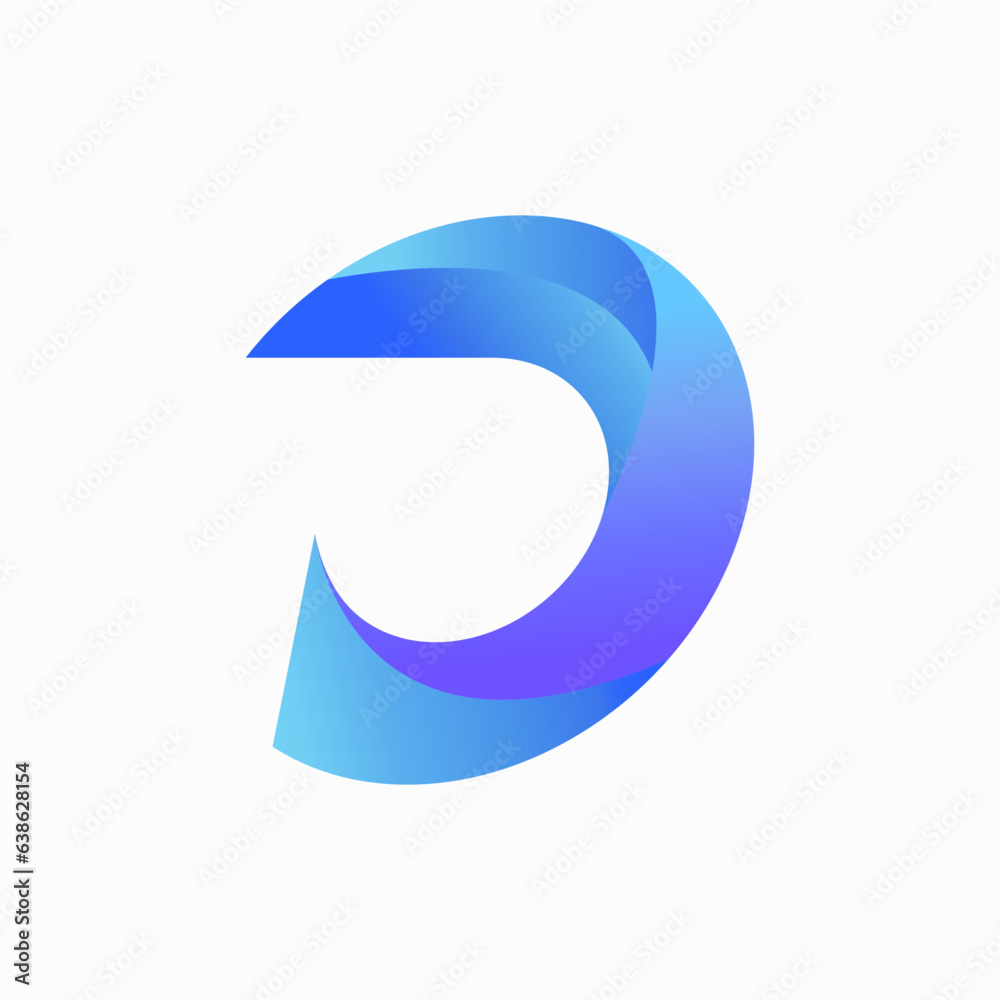 Abstract Initial Letter D Logo. White Geometric Shape with Blue gradient Arrow isolated on white Background. Usable for Business and Branding Logos. Flat Vector Logo Design Template Element Abstract Initial Letter D Logo. White Geometric Shape with Blue gradient Arrow isolated on white Background. Usable for Business and Branding Logos. Flat Vector Logo Design Template Element