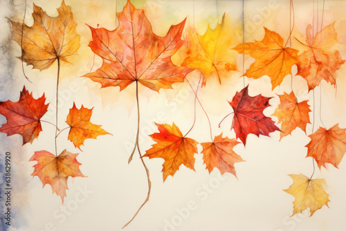 autumn leaves watercolor background