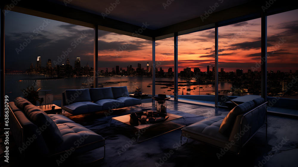 Fototapeta premium Penthouse Apartment Rooftop City View