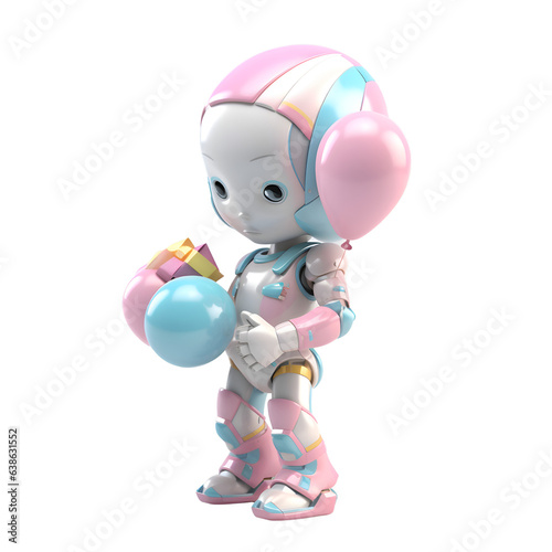 Cute robot with a gift in his hands - 3D Illustration