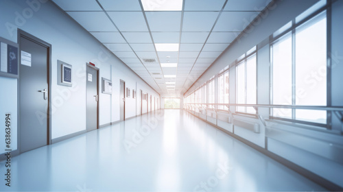 Hallway of modern hospital  illustration for product presentation template.