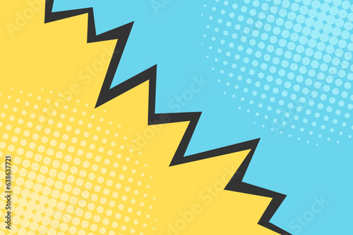 Versus comic book background. Vector backdrop in retro pop art style. Banner split into two parts.