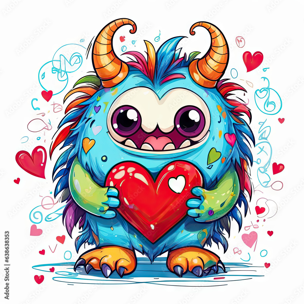 Obraz premium An adorable colourful monster with googly eyes