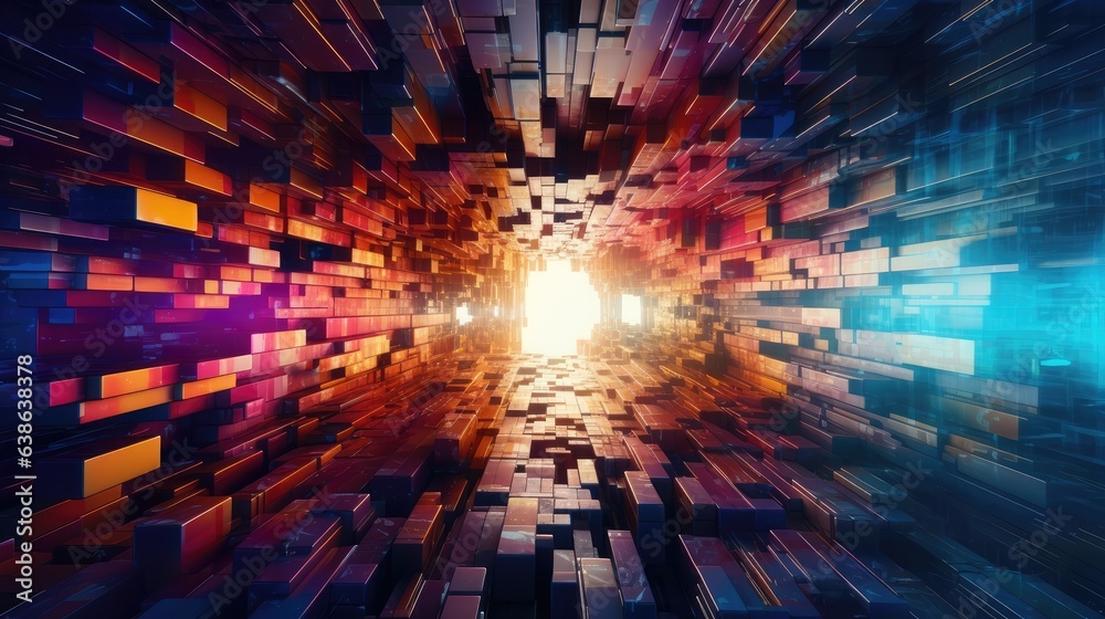 Obraz premium Glitchy virtual reality cyberspace background. AI generated.