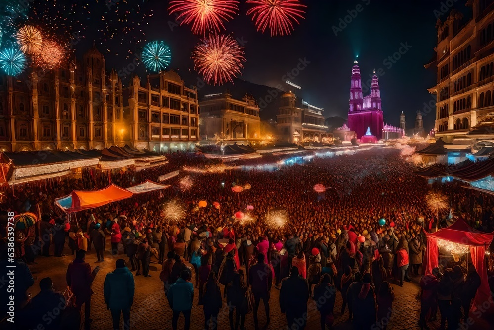 fireworks in the city Generated Ai fireworks in the city Generated Ai