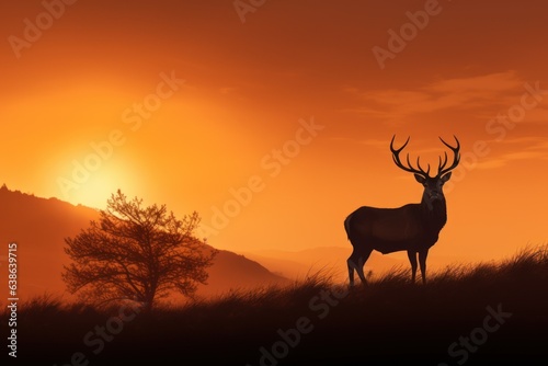 Mists of Tranquility: The Graceful Silhouette of a Red Deer Stag in the Hushed Embrace of Nature