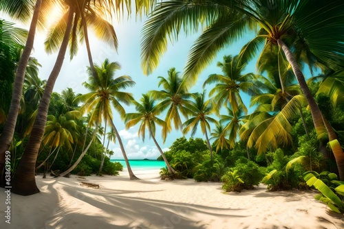 palm trees on the beach Generated Ai